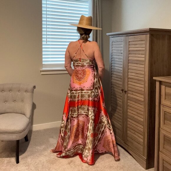 NEW Aakaa Maxi Dress in Pink and Red - Picture 2 of 6